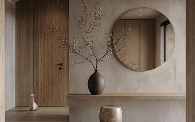 Odbicie spokoju – lustra postarzane w stylu Japandi i Zen